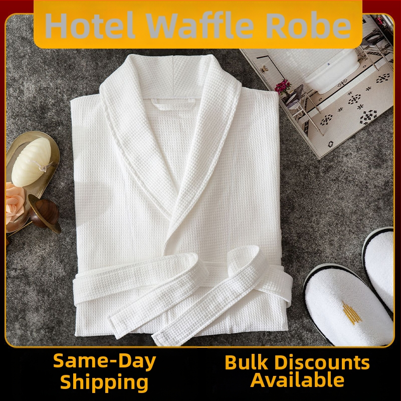 Халат за баня от памук, 750 г, вафелна тъкан, с възможност за персонализация, лого включено