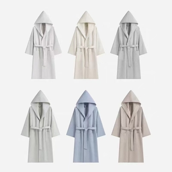 Kupaći ogrtač od 100% pamuka s kapuljom i honeycomb uzorkom, unisex, 470–530 g