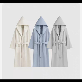 Kupaći ogrtač od 100% pamuka s kapuljom i honeycomb uzorkom, unisex, 470–530 g