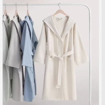 Kupaći ogrtač od 100% pamuka s kapuljom i honeycomb uzorkom, unisex, 470–530 g
