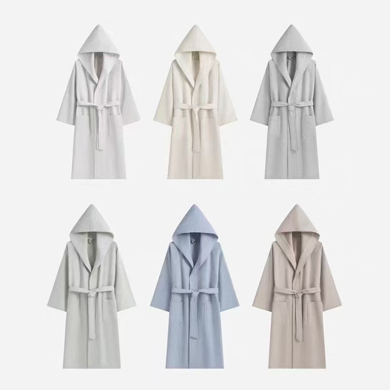 Kupaći ogrtač od 100% pamuka s kapuljom i honeycomb uzorkom, unisex, 470–530 g