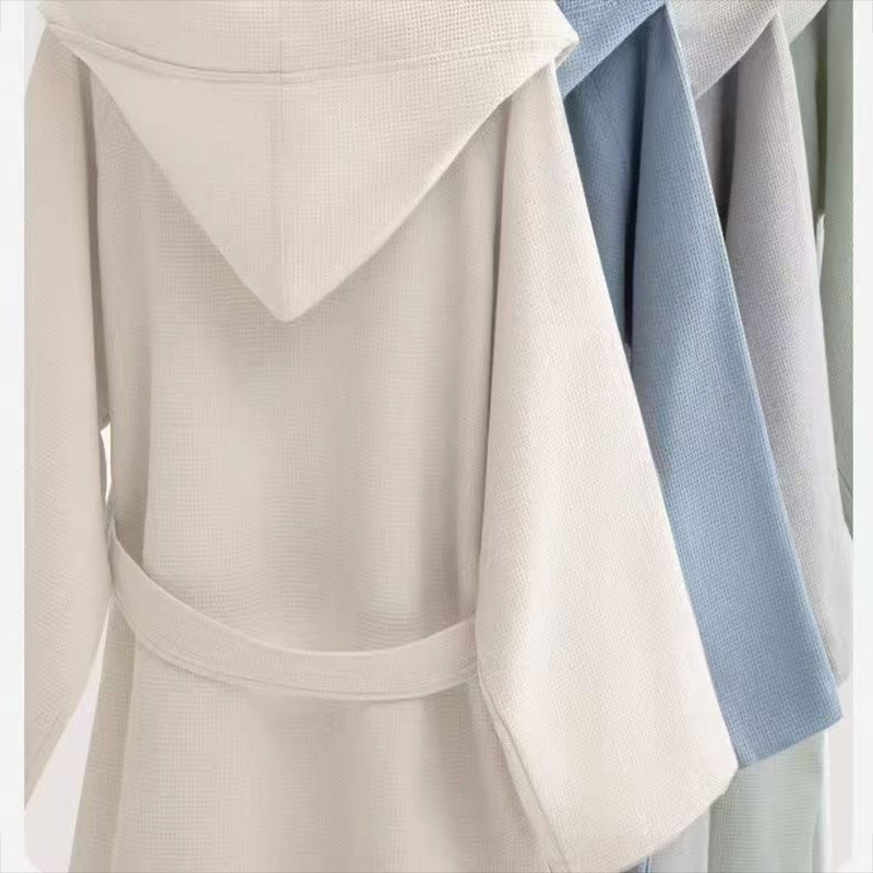 Kupaći ogrtač od 100% pamuka s kapuljom i honeycomb uzorkom, unisex, 470–530 g