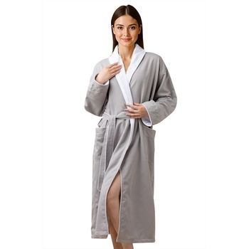 Полиестерен удебелен халат за хотелски лукс, унисекс, бродерия върху смесена прежда, 1150 г