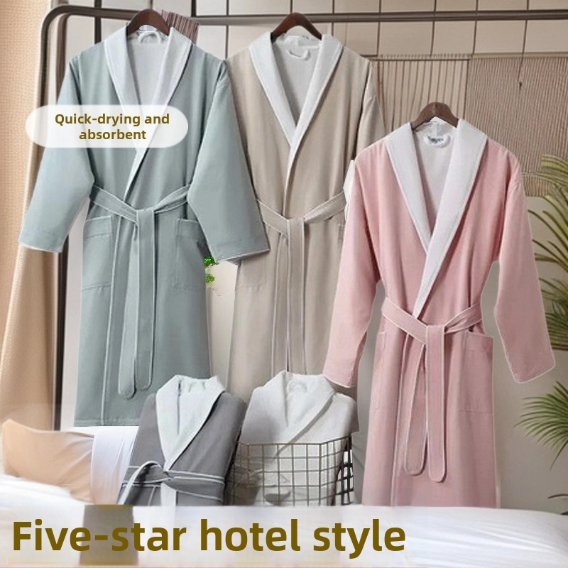 Polyesterový hrubý župan, unisex, luxusný hotel štýl, vyšívaný na zmesi vlákien, 1150 g