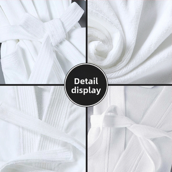 Hotelový župan z bavlny, dlhý waflový vzor s vreckom, 1200 g, prešitý, možnosť potlače loga