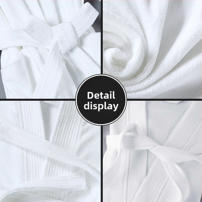 Hotelový župan z bavlny, dlhý waflový vzor s vreckom, 1200 g, prešitý, možnosť potlače loga