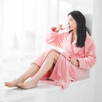 Халат от корал флийс, унисекс, дълъг, плътно топъл, полиестер 70-80%, тегло 900 g