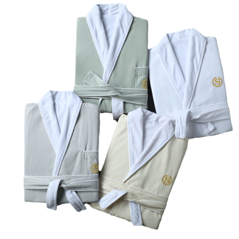 Хотелски халат за четири сезона, двуслоен, абсорбиращ памук, 1100 g, плоско тъкане