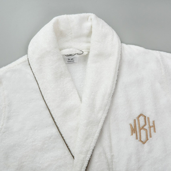 Халат за хотел от памук терри, 1100 г/м², многоплетна прежда, обшиване, персонализиране