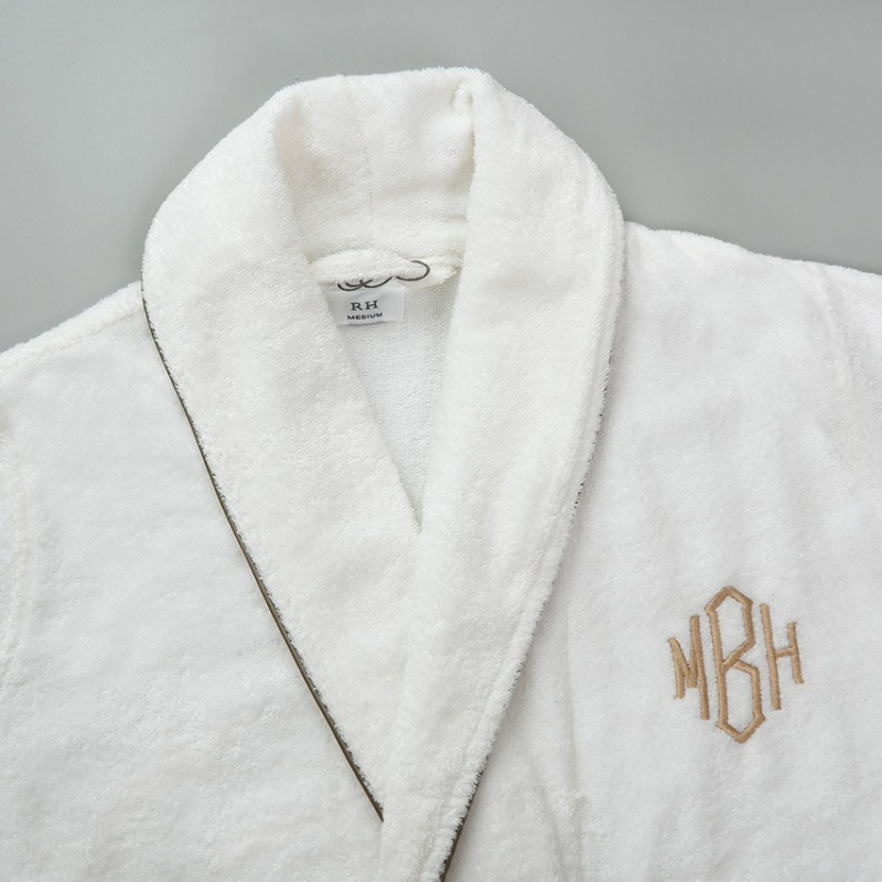 Халат за хотел от памук терри, 1100 г/м², многоплетна прежда, обшиване, персонализиране