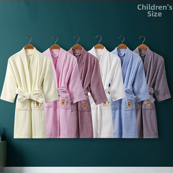 Халат за баня от чист памук, терри, зимен, дълъг, унисекс за семейство с кимонова яка