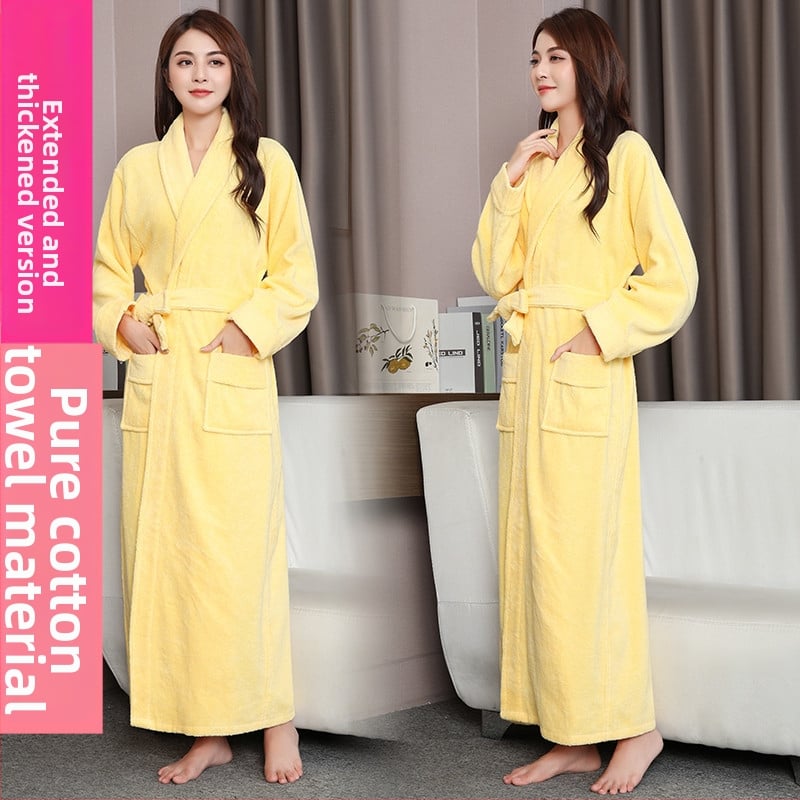 Дълъг терри памучен халат за зима, унисекс, за двойки