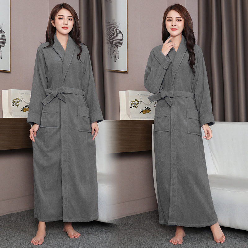 Дълъг терри памучен халат за зима, унисекс, за двойки