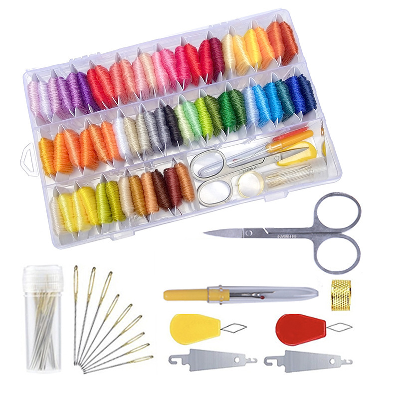 Set križnog šava — ekološke pamukove niti za križni šav, DIY komplet za ručno izrađenu narukvicu s kutijom za pohranu, približno 222 g