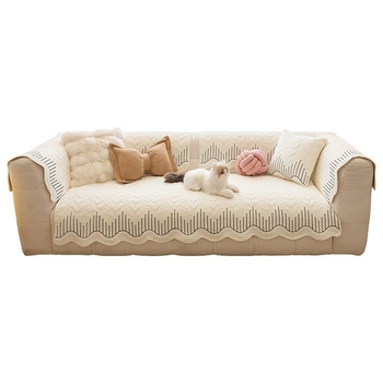 Γωνιακό μαξιλάρι καναπέ με ριγέ σχέδιο, σχήμα τύπου δαντέλας, από πλυμένο βαμβάκι, απλό στυλ