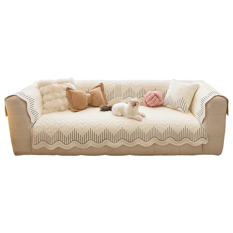 Γωνιακό μαξιλάρι καναπέ με ριγέ σχέδιο, σχήμα τύπου δαντέλας, από πλυμένο βαμβάκι, απλό στυλ