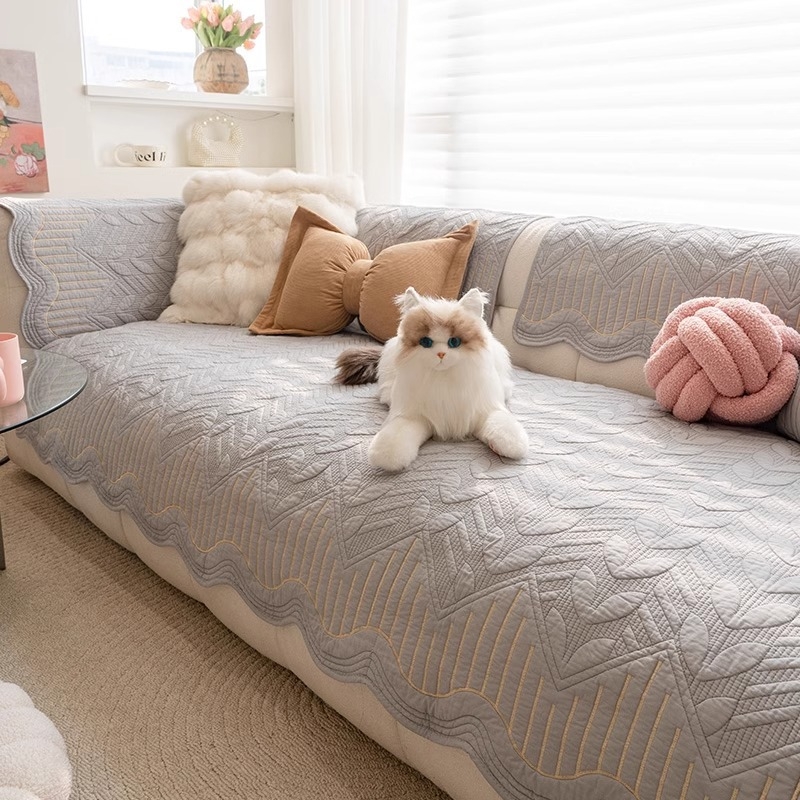 Γωνιακό μαξιλάρι καναπέ με ριγέ σχέδιο, σχήμα τύπου δαντέλας, από πλυμένο βαμβάκι, απλό στυλ