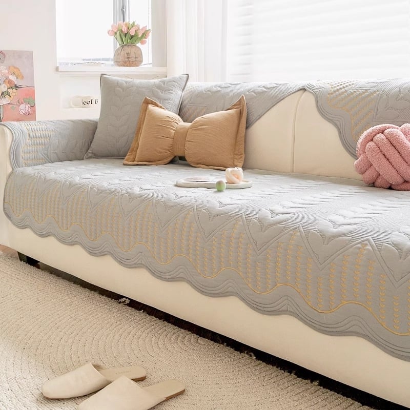 Γωνιακό μαξιλάρι καναπέ με ριγέ σχέδιο, σχήμα τύπου δαντέλας, από πλυμένο βαμβάκι, απλό στυλ