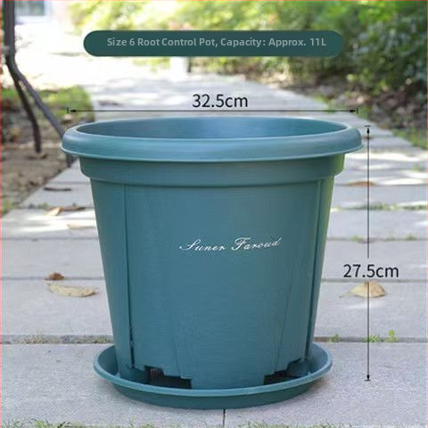 Okrúhly priedušný plastový kvetináč s riadením koreňov pre ruže, vhodný na stolné použitie alebo na podlahu