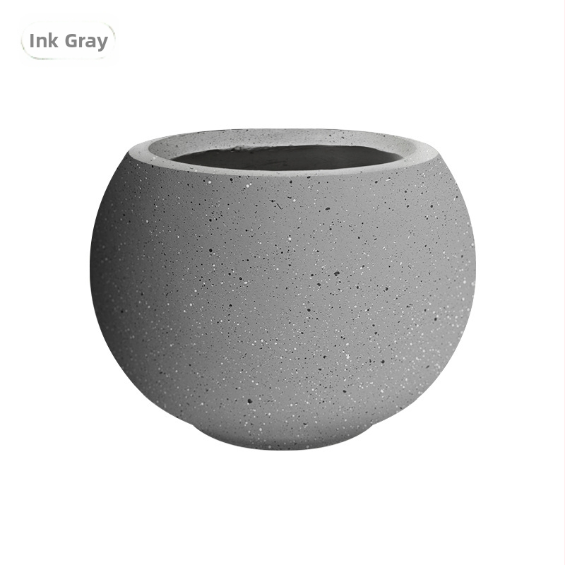 Guľovitý kvetináč z oxidu horečnatého – samozavlažovanie, odolný cementový kvetináč na stolné alebo podlahové použitie