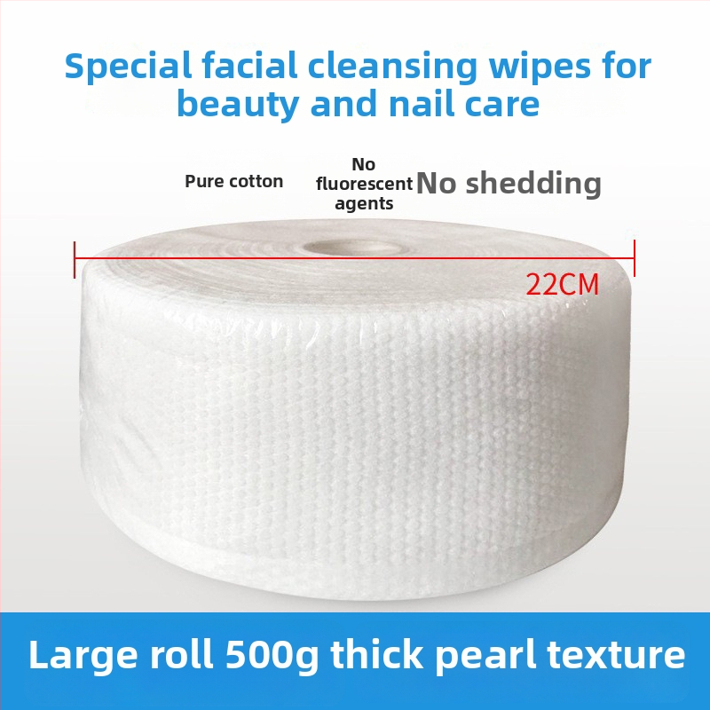 Veľký rol bavlnených utierok na pleť (100% bavlna, 500 g, ploché tkanie, viacvláknové priadze, savosť 0–5 s)