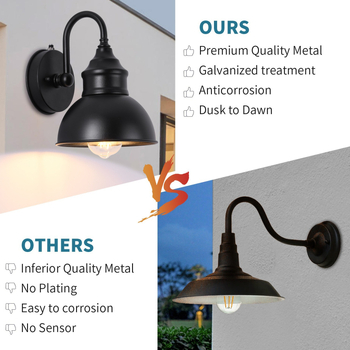 Vanjsko zidno svjetlo - kućište od željeznog umjetničkog dizajna, IP65 vodootporno, 110V, 1000 lm, 3000K, vijek trajanja 50 000 h