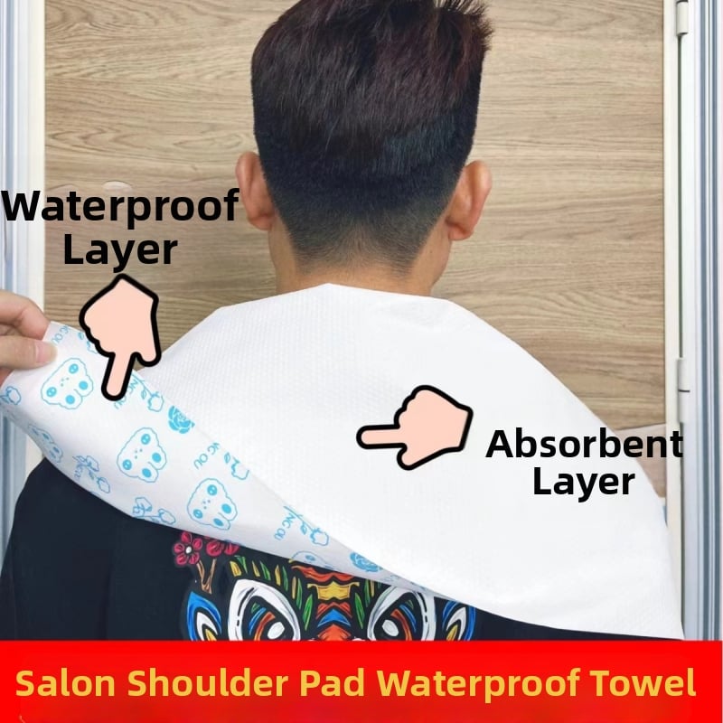 Еднократна кърпа за фризьорски салон, водоустойчива подплата за рамо, от дървесни влакна, 140 g, абсорбция на вода 0–5 s, възможност за персонализиране и печат на лого
