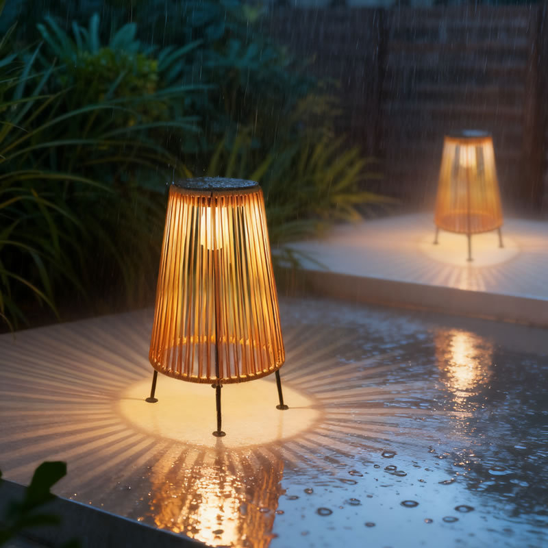 Vanjske solarne lampe u kineskom stilu dvorišta, FX1209, gumirani rotan + željezo, IP44, LED, 1W, 6-12 sati