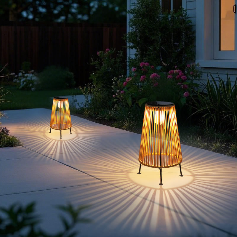 Vanjske solarne lampe u kineskom stilu dvorišta, FX1209, gumirani rotan + željezo, IP44, LED, 1W, 6-12 sati