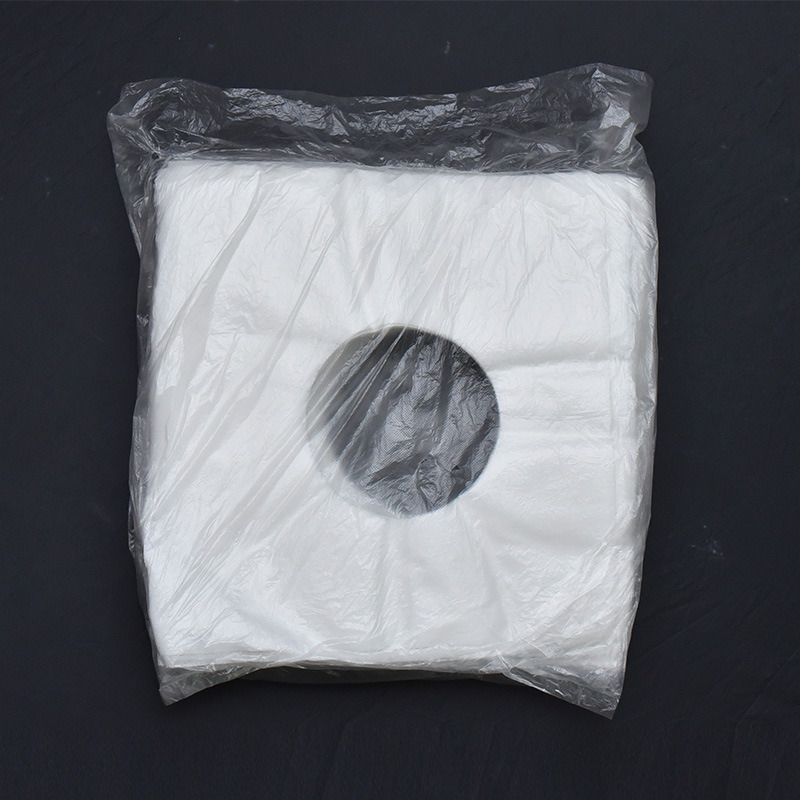 Кърпа за лице за козметична масажна маса с кръстовидни и кръгли отвори, полиестер, 40 г, еднократна, попиване 0–5 с