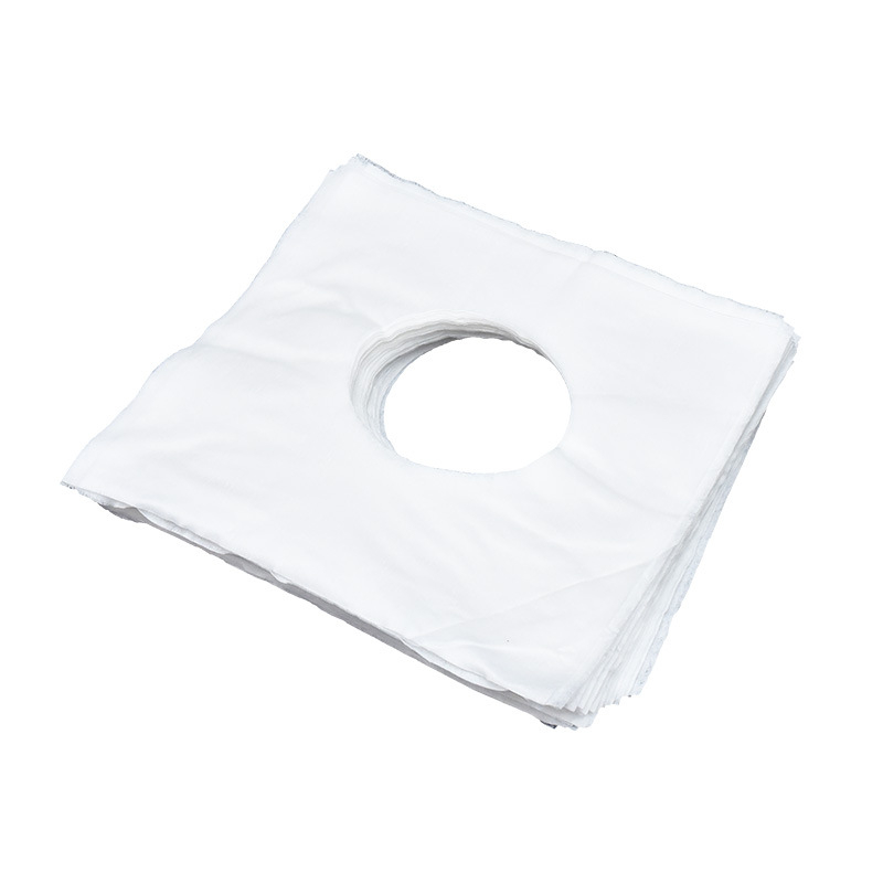 Кърпа за лице за козметична масажна маса с кръстовидни и кръгли отвори, полиестер, 40 г, еднократна, попиване 0–5 с