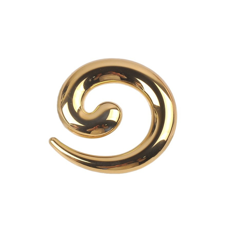Cinkötvözetből készült csiga alakú bross, aranyozott bevonattal és fémes felülettel, uniszex divatkiegészítő, tavasz 2025