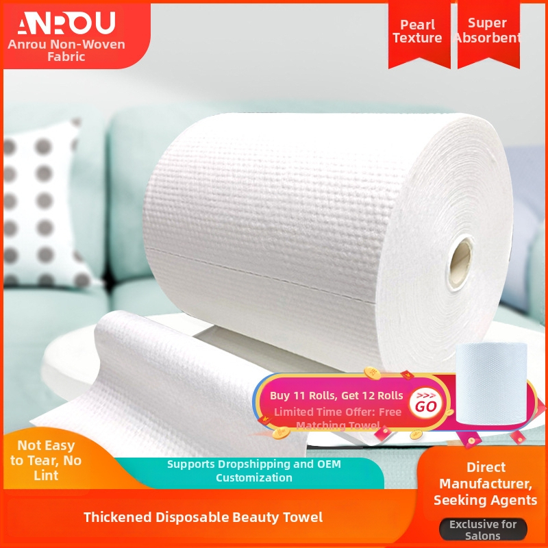 Prosop de unică folosință pentru frizerie, material nețesut, 90 g, absorbant, proces jacquard, ambalaj cu 9 role