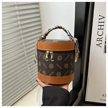 YSD PU bucket bag με φερμουάρ, καλλυντική τσάντα σε street fashion, αδιάβροχη, 0.4 kg, για οικιακή αποθήκευση