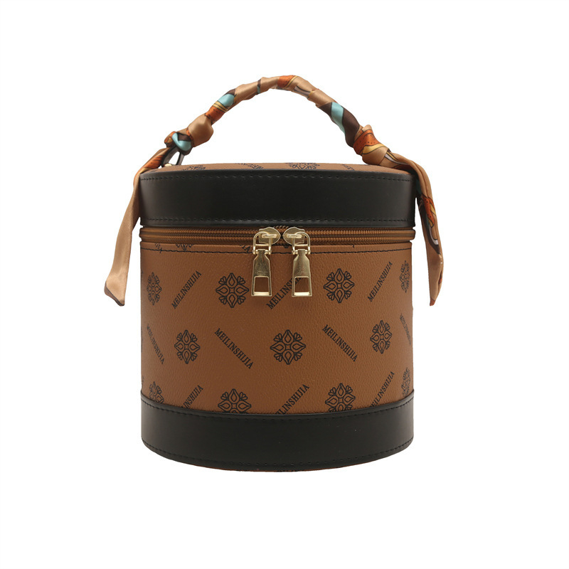YSD PU bucket bag με φερμουάρ, καλλυντική τσάντα σε street fashion, αδιάβροχη, 0.4 kg, για οικιακή αποθήκευση