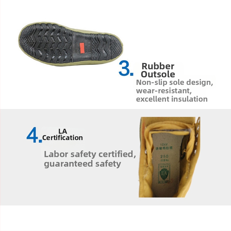 Izolačné topánky proti elektrickému šoku, plátená vrchná časť, stredná výška, gumová podrážka, 10kV izolácia