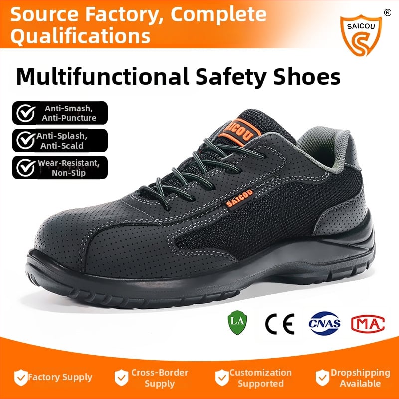 Saicou обувки за защита с изолация за мъже и жени, кожени обувки, нисък модел
