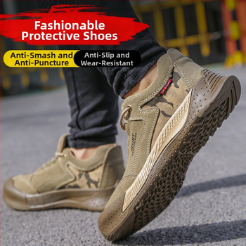 Безопасни работни обувки със стоманен нос, защита срещу удар и пробив, замшево горнище, нисък модел