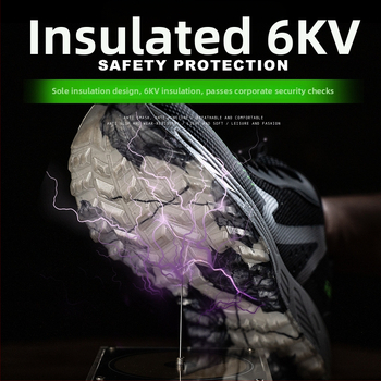 Излоирани обувки за защита на труда с анти-удар и анти-пробив и изолация; материал: дишаща мрежеста повърхност; горна част: нисък връх