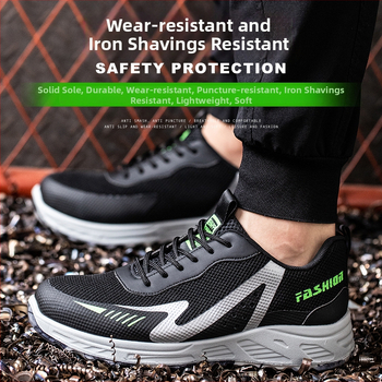 Излоирани обувки за защита на труда с анти-удар и анти-пробив и изолация; материал: дишаща мрежеста повърхност; горна част: нисък връх