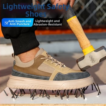 Мъжки изолирани обувки за безопасност, антиударни и антипробив, нисък глезен, стоманен нос, микрофибърна кожа, дишащи и износоустойчиви