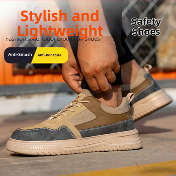 Мъжки изолирани обувки за безопасност, антиударни и антипробив, нисък глезен, стоманен нос, микрофибърна кожа, дишащи и износоустойчиви