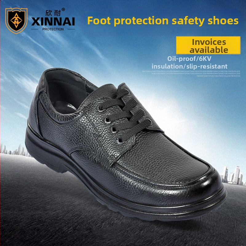 XINNAI Bezpečnostné topánky, hovädzia koža, izolované, nízky vršok, PU podrážka, pre kancelárie, hotely, kuchyne a elektro stavby