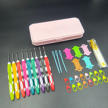 SKA Set kukica za pletenje – 100 kom u kutiji, aluminijske mekane ručke, DIY pletenje, lagani luksuz stil