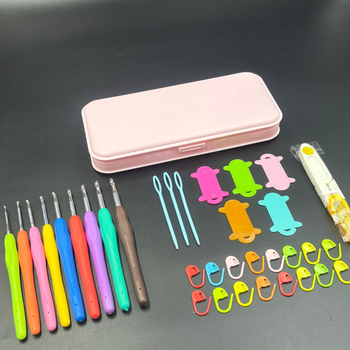 SKA Set kukica za pletenje – 100 kom u kutiji, aluminijske mekane ručke, DIY pletenje, lagani luksuz stil