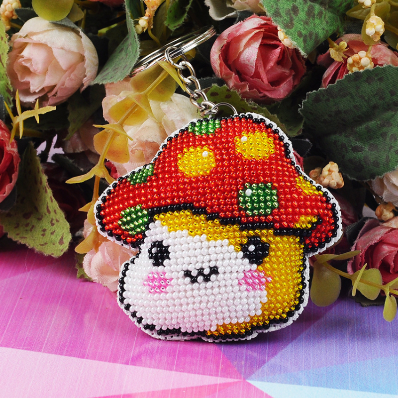 Kljucni lančić za ruksak s križnim šivanjem, dvostrano izvezen dizajn s perlama, motiv cartoon/anime, 14CT, plastična podloga, paket