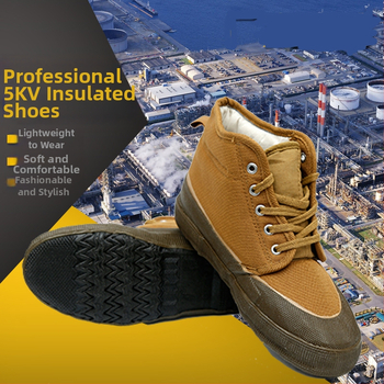 Μονωμένα Παπούτσια 5KV για Ηλεκτρολόγους, Υψηλό Άνω Μέρος, Καουτσούκ και Καμβά, Προστασία από Ηλεκτρικούς Κινδύνους