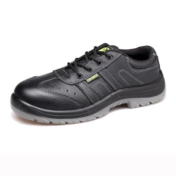 Încălțăminte de protecție pentru lucru: anti-șoc și anti-înțepare, piele emboss cu talpă PU, vârf din oțel, croială joasă, izolație electrică