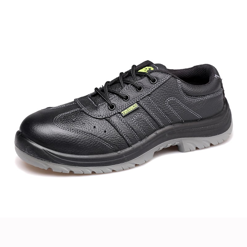 Încălțăminte de protecție pentru lucru: anti-șoc și anti-înțepare, piele emboss cu talpă PU, vârf din oțel, croială joasă, izolație electrică