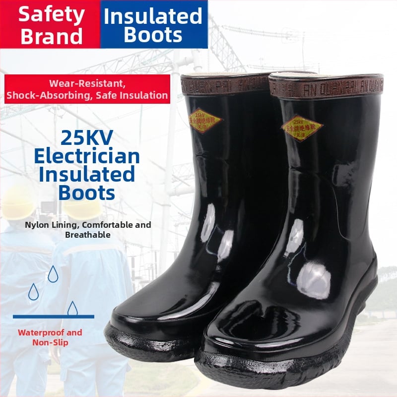 Shuang An Safety Brand 25 kV izolirane čizme za električare, gumene protuklizne zaštitne obuće za elektroindustriju